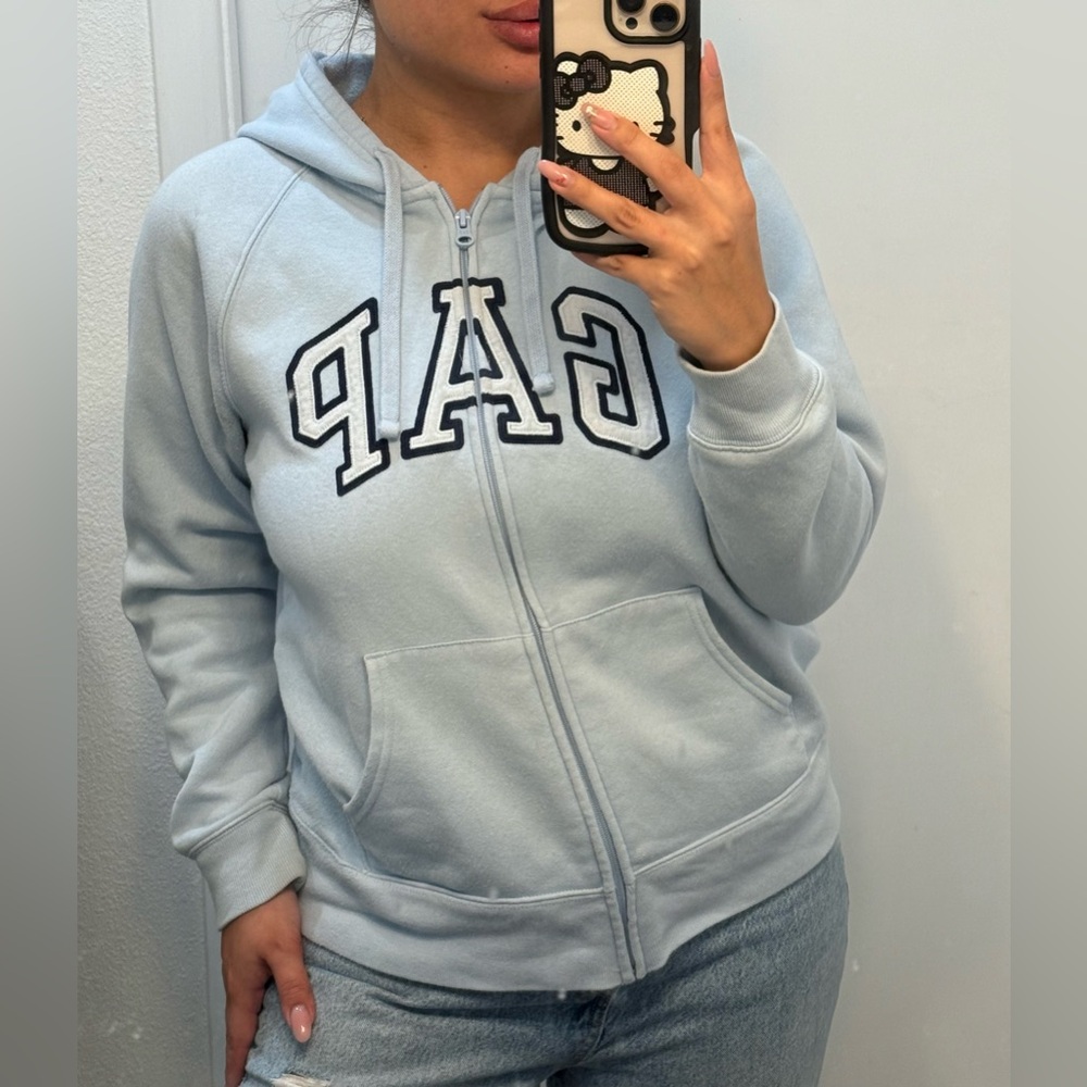 GAP Women's Soft Blue Zip-Up Hoodie